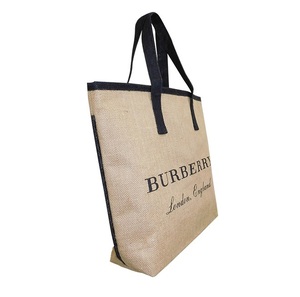 Sac fourre-tout pour femmes en lin jute réutilisable écologique Sac à provisions pliable naturel imprimé logo personnalisé - Product Image 6