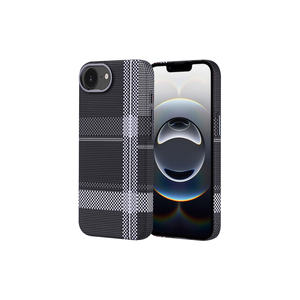 Coque de téléphone en fibre de carbone ATA Nekst Luxury compatible MagSafe pour iPhone 16e Gris-Noir – Housse de protection élégante - Product Image 1