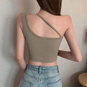 Sujetador deportivo Premium para mujer, corte de un hombro de alta calidad con logotipo elegante personalizado en la parte delantera, sujetador de Yoga de LICRA de nailon transpirable - Product Image 2