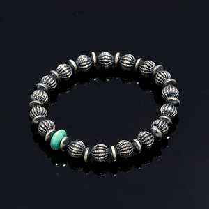 Pulsera de cuentas de plata esterlina Navajo hecha a mano, hermosas cuentas de turquesa azul Natural, joyería de piedra de alta calidad - Product Image 2