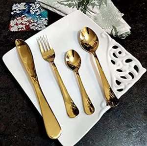 Juego de Cubiertos de acero inoxidable pulido PVD dorado al por mayor de alta calidad, cubiertos minimalistas, uso sostenible en el hogar, Hotel, restaurante - Product Image 3
