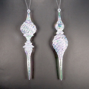 Navidad Año Nuevo Decoración Claro Build-In Glitter Irrid Plated Acrílico 3D Twisted Icicle Ornament - Product Image 2