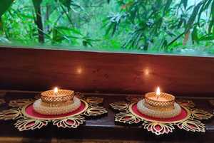 Rangoli Lotus Bougeoir Ensemble T Light Festival Diwali Mariage Décoration Retour cadeau Party Favor Haldi Mehndi Shagun Cadeau - Product Image 6