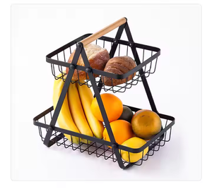 Panier à fruits et légumes multifonctionnel en métal avec poignée pour la cuisine Panier à fruits à 2/3 niveaux Support pour aliments et légumes - Product Image 4