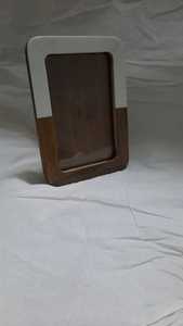 Modern Geometric Resin Photo <b>Frame</b> – <b>Black</b> & White Marble Effect <b>Picture</b> <b>Frame</b> with <b>Gold</b> Line Accent - Product Image 6