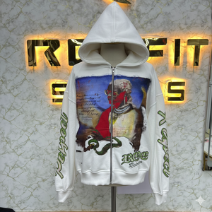 Sudaderas con capucha con cremallera de baja tasa de corte perfecto de alta calidad profesional al por mayor estilo de moda de diseño de serigrafía personalizado - Product Image 6