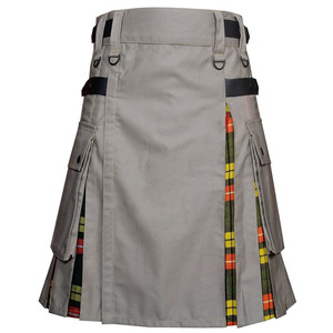 Kilt utilitaire hybride fait main en kaki avec tartan Buchanan, kilt sur mesure pour homme - Product Image 2