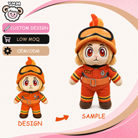 Peluche singe pompier personnalisée 20 cm, mascotte de sauveteur en coton PP ultra doux, cadeaux OEM ODM pour anniversaire et anti-stress