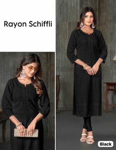 Alta demanda de moda para mujer último rayón impreso elegante Ropa Étnica Kurta conjunto para el mercado indio precio al por mayor - Product Image 5