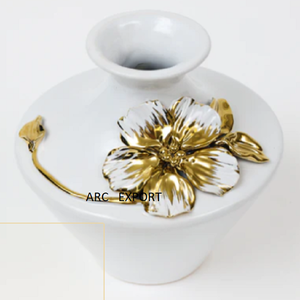 Prime Quality Brass Metal Decoration Flower <b>Vases</b> <b>White</b> Color With Gold Decorative Flower <b>Vase</b> and Pot for Home Hotel Supplies - Product Image 2