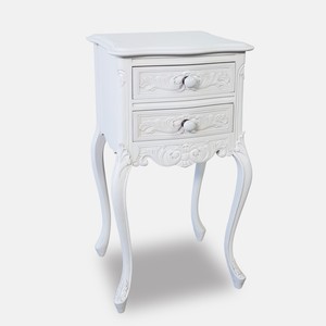 Table de nuit en acajou massif Offre Spéciale à faible coût blanc français Louis Style meubles de chambre luxe sculpture Table de chevet hôtels maison - Product Image 2