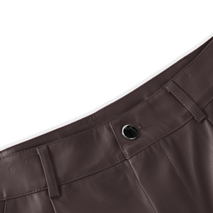 Pantalones cortos de cuero de cintura alta para mujer Pantalones cortos de cuero de estilo vintage de último diseño para ropa de calle en cantidad a granel - Product Image 5