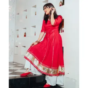 Conjunto de Traje de Rayón Rojo para Mujer - Product Image 5