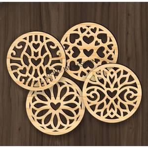 Sous-verres en bois de qualité exclusive résistant à la chaleur Design de luxe écologique fait à la main Table classique décorative personnalisable - Product Image 4