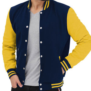 Chaqueta de béisbol universitaria con logotipo personalizado para hombre con procesamiento recubierto de mangas de cuero para parejas de primavera - Product Image 4