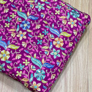 Chinon Breathable Dyed Position Print Heavily Embroidered Flower Design Embroidery Fabric for Girls Top - Product Image 1