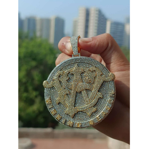 Pendentif de style hip-hop coupe ronde VVS Moissanite pendentif en diamant pendentif personnalisé cadeau de mariage pour hommes en argent sterling 925 - Product Image 1