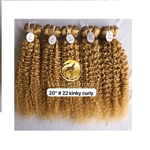Exportation brut temple indien vierge 20 ''couleur #22 Kinky Curly Bundles Extension de cheveux simple dessiné cuticule alignée vendeur en gros - Product Image 1