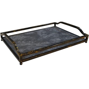 Producto exclusivo, bandeja para servir comida redonda negra con estilo metálico con Plato decorativo de mesa de comedor terminado de alta calidad - Product Image 2