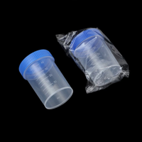 Conteneur jetable pour échantillons d'urine avec couvercle à vis bleu, 30 ml/60 ml/90 ml, étanche, pour tests médicaux en laboratoire et clinique