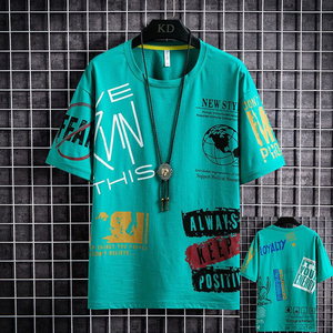 2025 hommes haute qualité coton t-shirt Shorts deux pièces ensemble mode imprimé T-Shirt Shorts col rond manches courtes deux pièces ensemble - Product Image 2