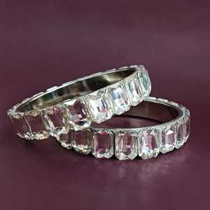 ชุดกำไลคริสตัลอินเดียสำหรับผู้หญิงสร้อยข้อมือเจ้าสาวชุบเงินแบบคลาสสิกผู้ผลิตอินเดีย - Product Image 2