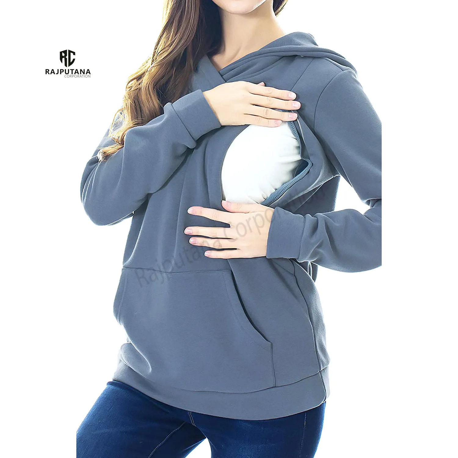 Hoodie Wanita Hamil | Pakaian Bersalin Menyusui | Kualitas Kaus Hoodie Katun Lengan Panjang Menyusui