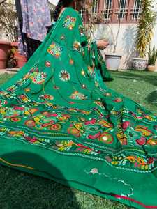 רקומה פרקארי מראה dupatta rajastani בנג 'ארה צעיף מסורתי מתנה מתנה לחתונה שלה haldi mhni לטובת מגוון רחב של