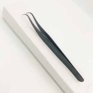 ชุดแหนบต่อขนตาสแตนเลสสีดำแบบใหม่ชุดแหนบแบบตะขอแหลมออกแบบฉลากส่วนตัว - Product Image 5