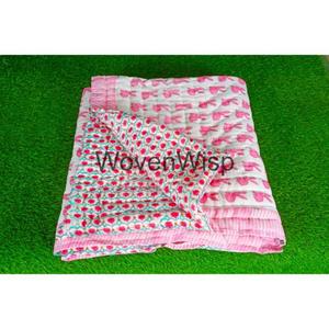 Edredón de algodón orgánico 100% hecho a mano de la mejor calidad, Kantha Baby, tejido Floral, patrones sólidos, relleno de lana, logotipo de impresión Digital - Product Image 6