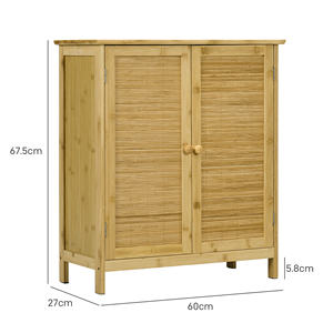 HOMCOM Buffet en rotin et bambou style bohème avec 2 portes et étagère interne, 60x27x67.5cm, couleur bois - Product Image 3