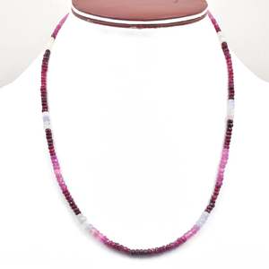 Classic Trendy <b>Ruby</b> Shaded Gemstone Beads <b>Necklace</b> Gold Plated Brass Strand with Religious Car Pattern for Weddings Parties - Product Image 3