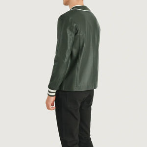 OEM Retro Varsity chaquetas de los hombres-Chaqueta de cuero Snap-Button Urban Winter Fashion Durable High-Quality Street Style - Product Image 2