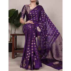 LANZAMIENTO NUEVO DISEÑADOR FESTIVE WEAR SAREE TELA ROOP SEDA CON ZARI TRABAJO DE TEJIDO CON RETOCE DE ENCAJE - Product Image 1