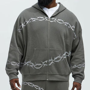 เสื้อฮู้ดดี้แบบซิปเต็มตัว ผ้าหนา 500 GSM สไตล์ลำลอง ทรงโอเวอร์ไซส์ ผลิตขายส่ง รับสั่งทำ ปักลาย 3 มิติ แบบยูนิเซ็กซ์ - Product Image 1