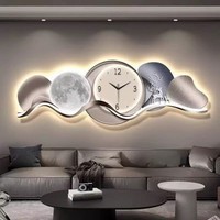 Peinture moderne de luxe à LED pour décoration artistique, salon salle à manger, fond de mur avec horloge, peinture cristal et porcelaine