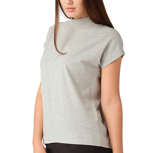 Camiseta con logotipo personalizado para mujer Camiseta transpirable de algodón de manga corta con cuello redondo - Product Image 5
