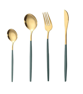 Super Quality Hand Finished <b>Gold</b> Metal Flatware <b>Set</b> Supplier New Design Antique Polished Metal <b>Cutlery</b> <b>Set</b> Exporter - Product Image 1