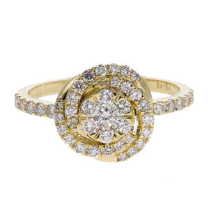 Elegante Anillo Clásico en Oro de 14K con Baño de Rodio y Diamantes Naturales de 0.62CTW, Diseño en Espiral, Joyería Fina para Cóctel - Product Image 1