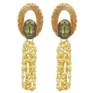 Kriaa Gold Plated <b>Resin</b> <b>Stone</b> Dangler Earrings Fine Cuff 1311411D - Product Image 1