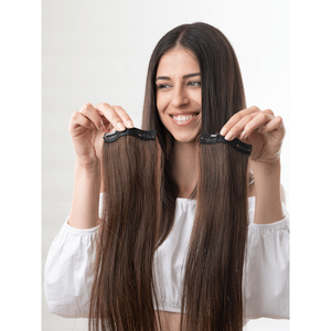 Extensions de cheveux Remy indiennes à clipser, paire de mèches latérales à trame unique - Product Image 5