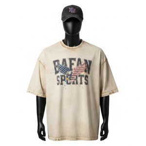 Camiseta de Hombre 100% Algodón, Lavado Ácido, Premium, 240 GSM, Jersey de Algodón Suave, Color Beige Vintage, Logotipo Serigrafiado - Product Image 6