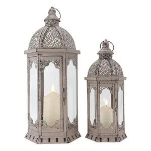 Estilo Vintage Fancy Gold Lantern Metal Candelabros Logotipo personalizado Home & Hotel Linternas colgantes decorativas - Product Image 1