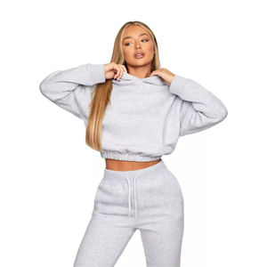 Hot Sale New Arrival Women's Winter Cropped Hooded Hoodies Polyester Cotton Breathable Fleece Casual Unique Customizable Front - Product Image 5