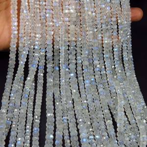 Cuentas de Piedra Lunar Arcoíris Facetadas, Hilo de 14 Pulgadas, 4.5mm, Natural, Destello Completo, Grado Superior, Iridiscente, Corte Suelto - Product Image 5