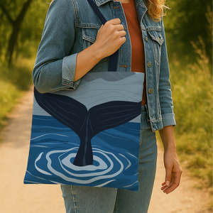 Sac fourre-tout thème océan baleine spermatique mignon, grande capacité, fermeture éclair, résistant à l'eau, écologique, brodé, couleur unie pour printemps/été - Product Image 4