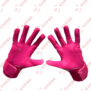 Gants de frappe de baseball réglables en cuir véritable de couleur rose et blanche les plus demandés - Product Image 2