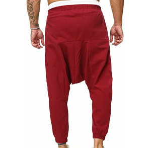Pantalon décontracté respirant et léger en molleton français avec cordon de serrage, en élasthanne/coton, écologique, à entrejambe tombant pour homme - Product Image 2
