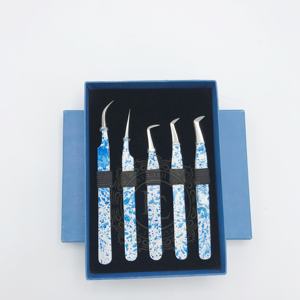 คีมหนีบขนตาสีขาวสีน้ำเงินเคลือบผงเงินดีไซน์ใหม่ปลายแหลมกล่องใส่การ์ดสีฟ้าอย่างยั่งยืนฉลากส่วนตัว - Product Image 6