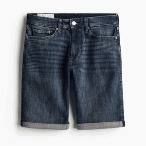 Shorts en jean pour homme, délavés à l'acide, avec strass personnalisés, double genouillère vintage, déchirés, cargo ample et baggy - Product Image 1